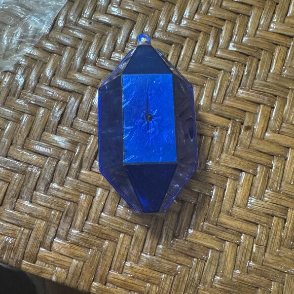 Vintage Jewel Bright Blue Faceted Plastic Ornaments With Festive  Set Of 2 - Picture 8 of 9